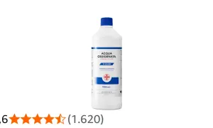 Flacone di acqua ossigenata (perossido di idrogeno) da 1000 ml, ideale per la sanificazione. Valutazione 4,6 stelle.