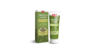 Argilla verde ventilata in tubetto e scatola, pronta per impacchi e maschere. Un toccasana naturale per la pelle.