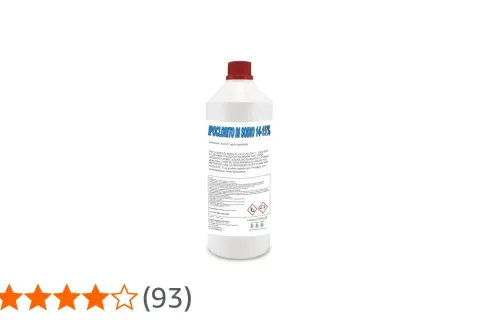 Flacone di ipoclorito di sodio 14-15%. Cos'è? Un liquido sbiancante e igienizzante, utile per la pulizia.