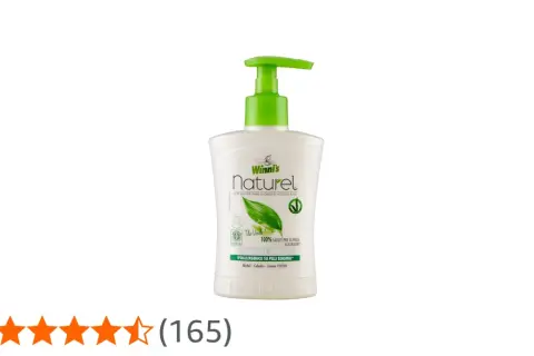Sapone mani Winni's Naturel con un erogatore verde. La saponetta verde è ipoallergenica e testata.