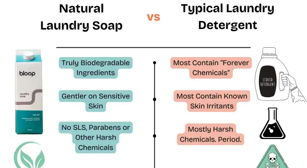 Confronto: sapone naturale vs detersivo tipico. Differenza tra additivo e detersivo: il sapone naturale è biodegradabile e delicato, il detersivo contiene sostanze chimiche aggressive.