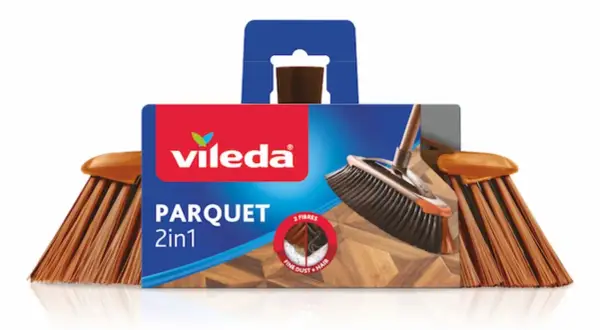 Vileda Parquet 2in1: scopri come si lava il parquet con questa scopa, ideale per raccogliere polvere e capelli.