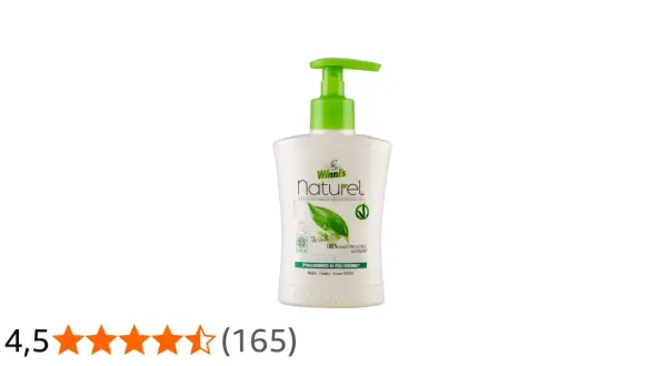 Sapone mani Winni's Naturel con un erogatore verde. La saponetta verde è ipoallergenica e testata.