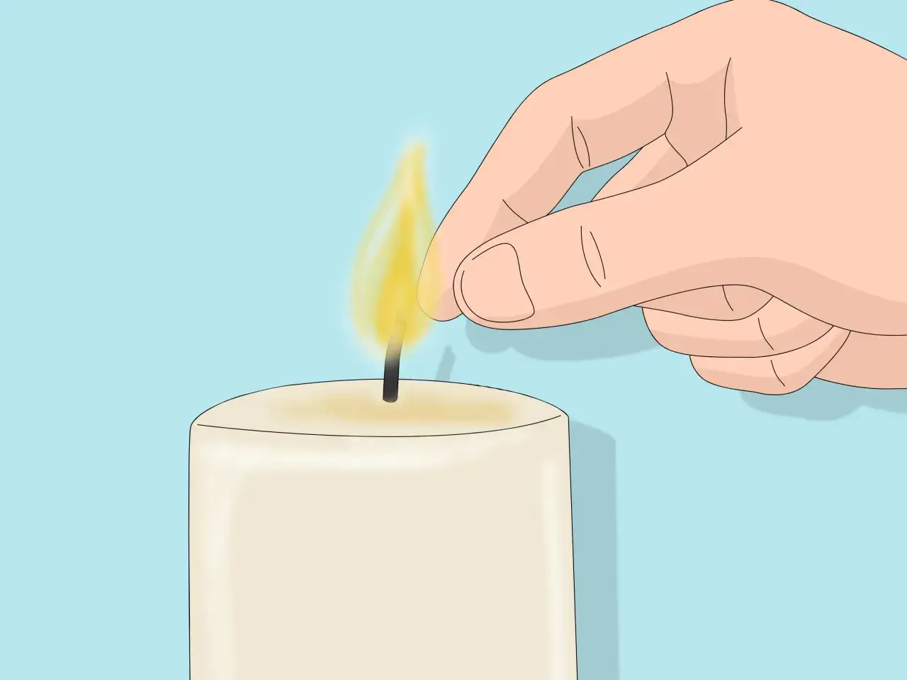 Dita che soffocano la fiamma di una candela per imparare come spegnere le candele senza fare fumo.